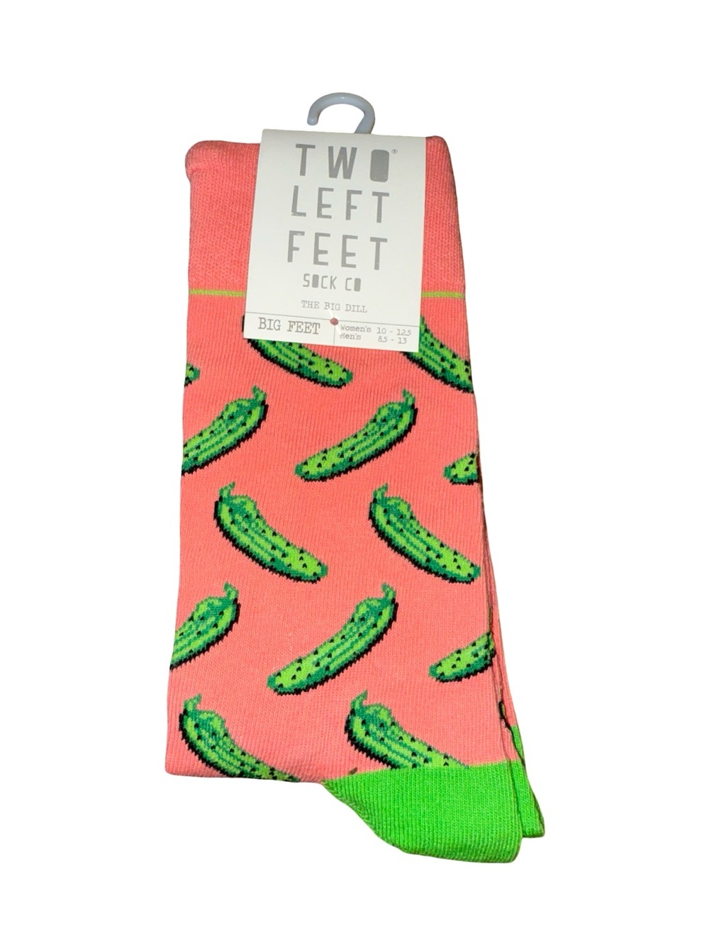 NWT Two Left Feet Big Dill Pickle Crew Socks Big Feet Novelty Socks